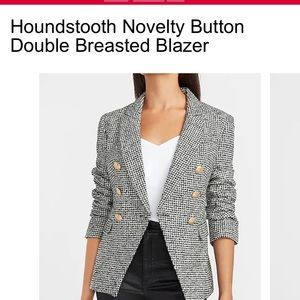 Express Houndstooth Button Double Breasted Blazer